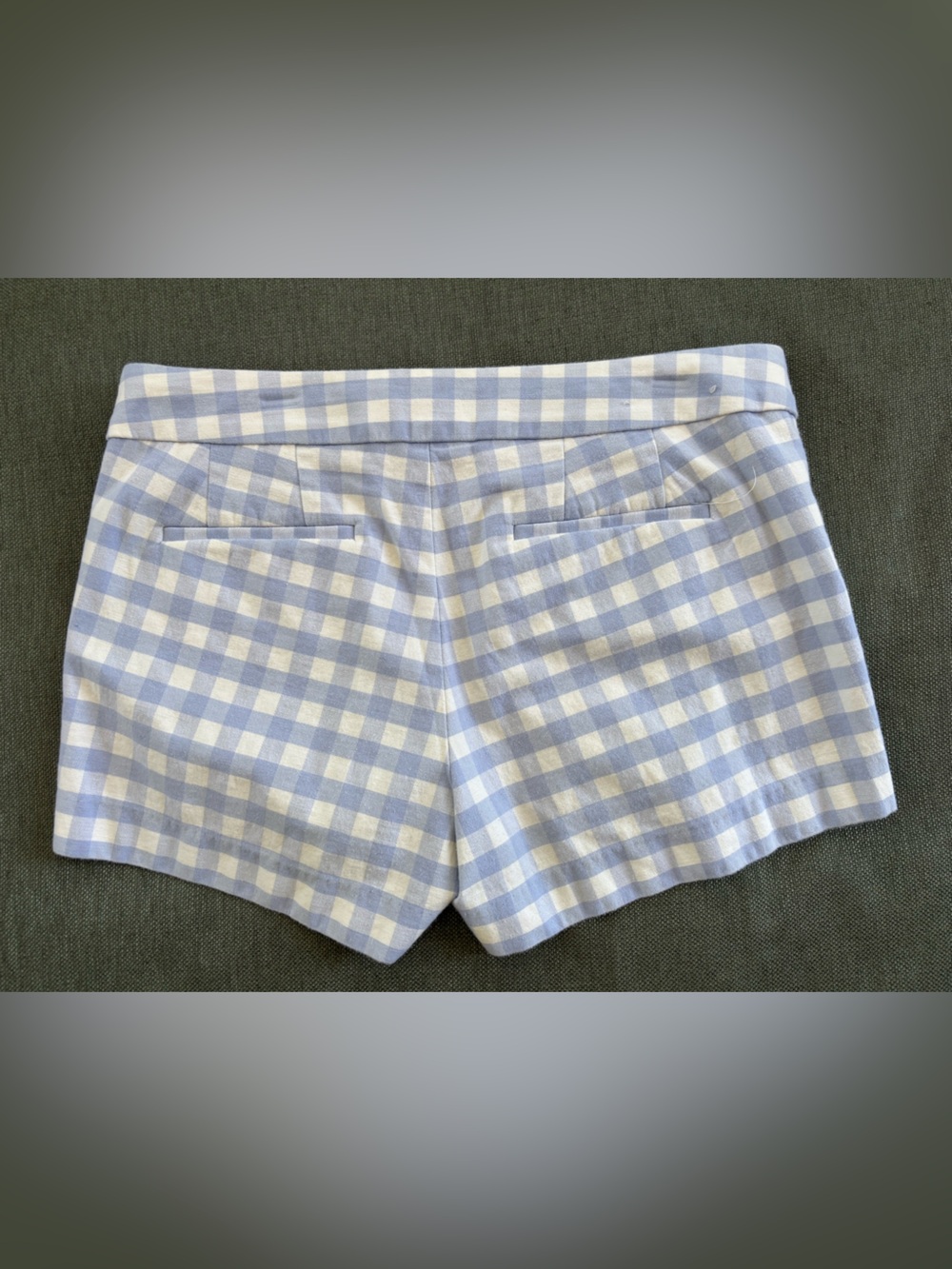 J. Crew Green Pencil Skirt with Light Blue/White Gingham Shorts - Picture 4 of 10